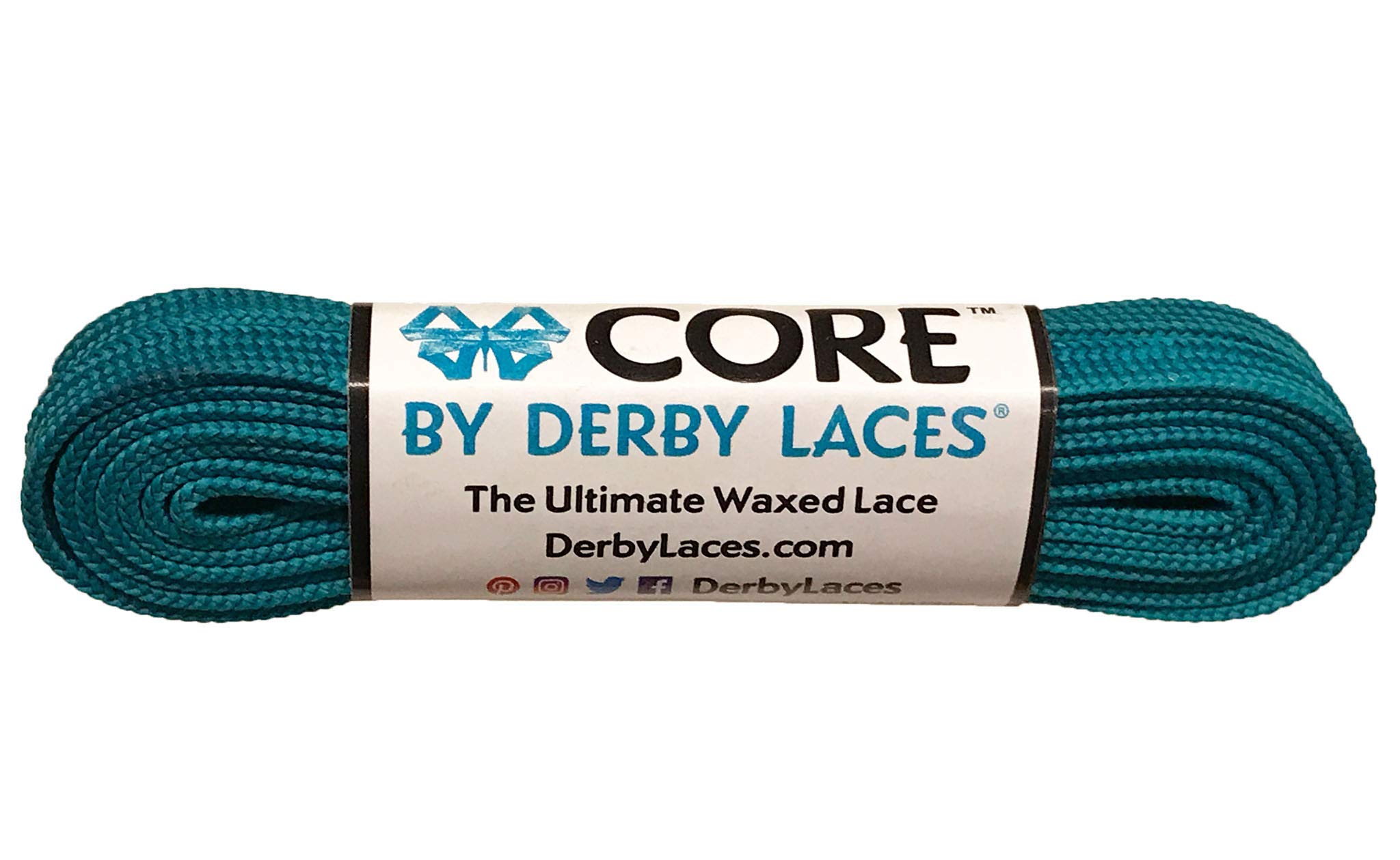 Derby Laces CORE Narrow 6mm Waxed Lace for Figure Skates, Roller Skates, Boots, and Regular Shoes (Teal, 108 Inch / 274 cm)