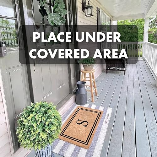 Miniatura 7 de Coco Mats N More Alfombrillas de fibra de coco con monograma Estados Unidos 22 x 36 pulgadas azul duraderas antideslizantes con respaldo de vinilo