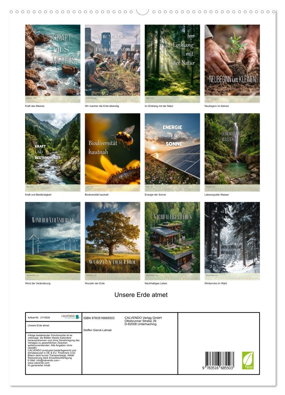 Unsere Erde atmet (hochwertiger Premium Wandkalender 2026 DIN A2 hoch), Kunstdruck in Hochglanz: Mit eindrucksvollen Bildern von Wäldern, Ozeanen, ... und Umweltbewusstsein. (CALVENDO Natur)