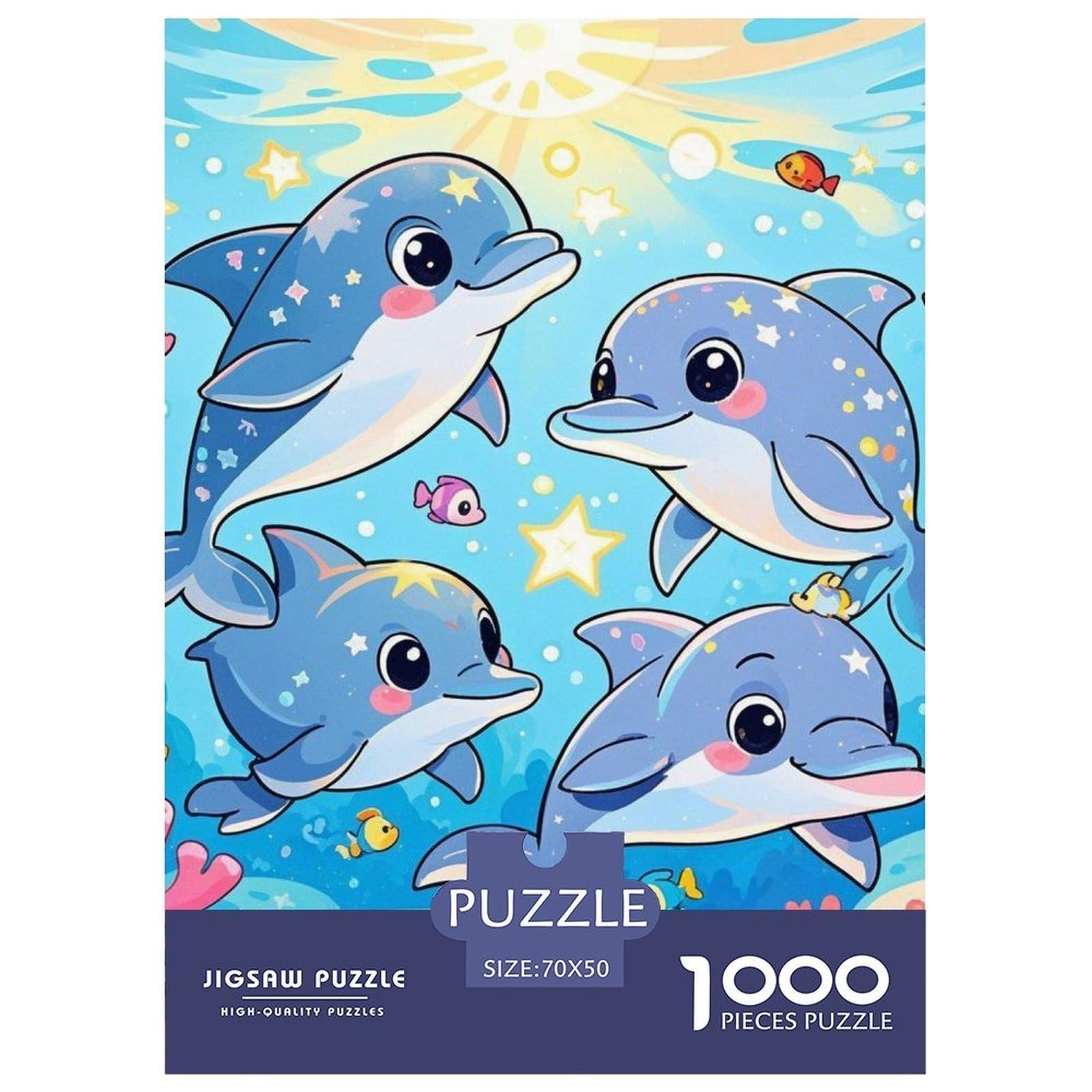 Dolphin 1000 Puzzles Adults Puzzle Adults Puzzle Gifts Birthday Animal Unique Gifts Challenging & Brainteasing 70x50cm/1000pcs — image 1