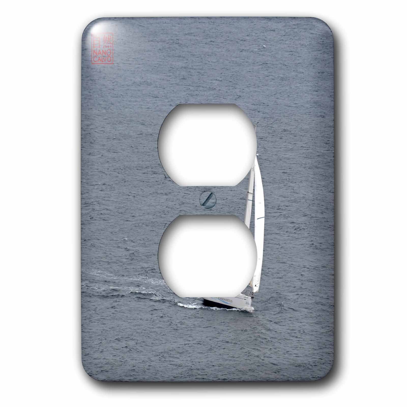 Voilier en mer Méditerranée plaque déco double pour rénover vos interrupteurs