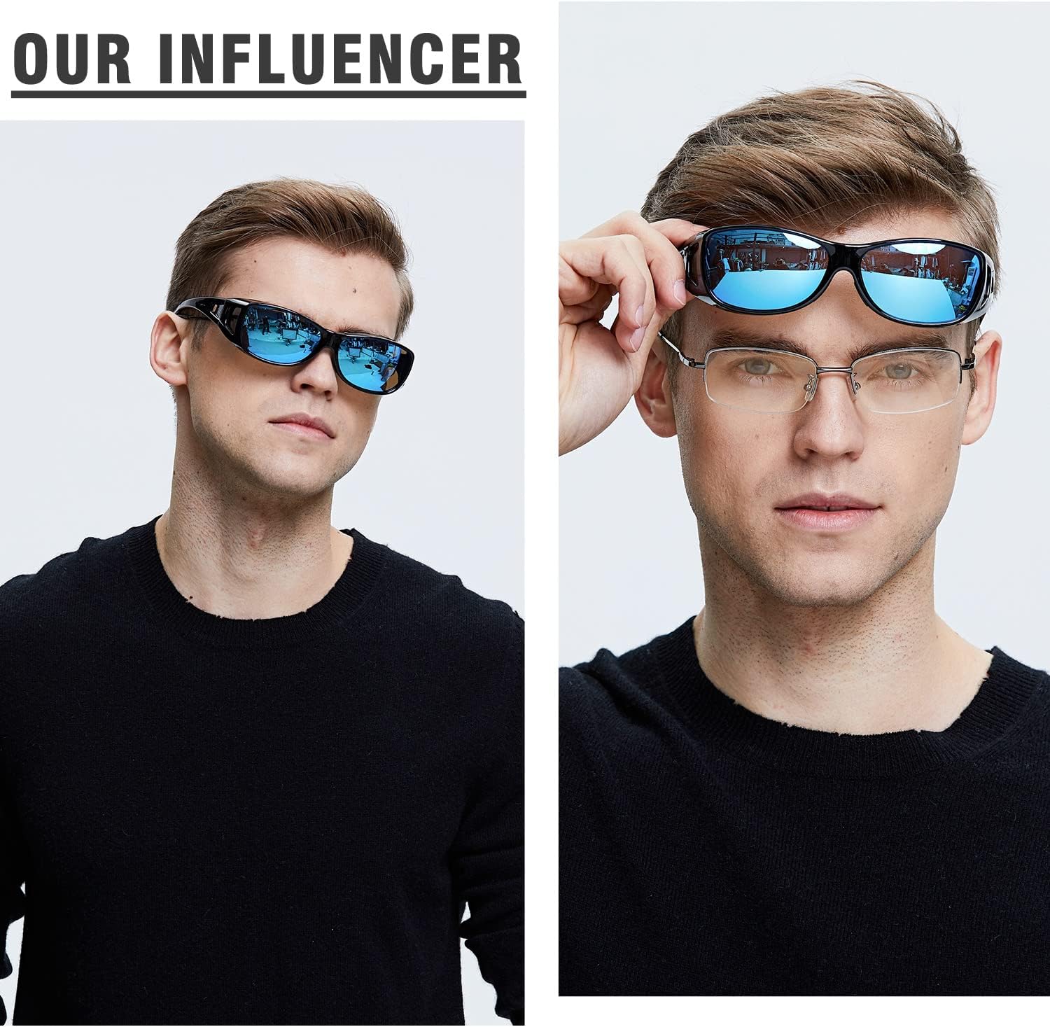 DUCO Polarized Wraparound Fitover Glasses Wear Over Sunglasses for Men Women UV Protection Sun Glasses 8954 - Image 3