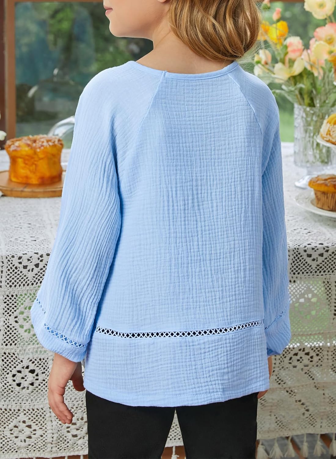 blibean Girls Elegant Boho Long Sleeve Blouse Size 4-13 Years Old - Image 5