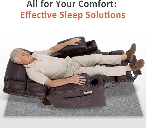 Miniatura 73 de MCombo Silla reclinable eléctrica de doble motor para personas mayores, silla elevadora plana con calor y masaje, portavasos, puertos USB, piel