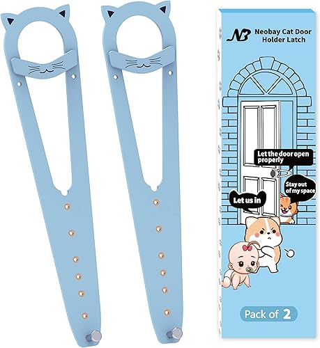 Miniatura 35 de Pestillo de puerta para gatos con estabilizador, 7 tamaños ajustables para puerta de gato, mantiene al perro fuera de la caja de arena, blanco, 2