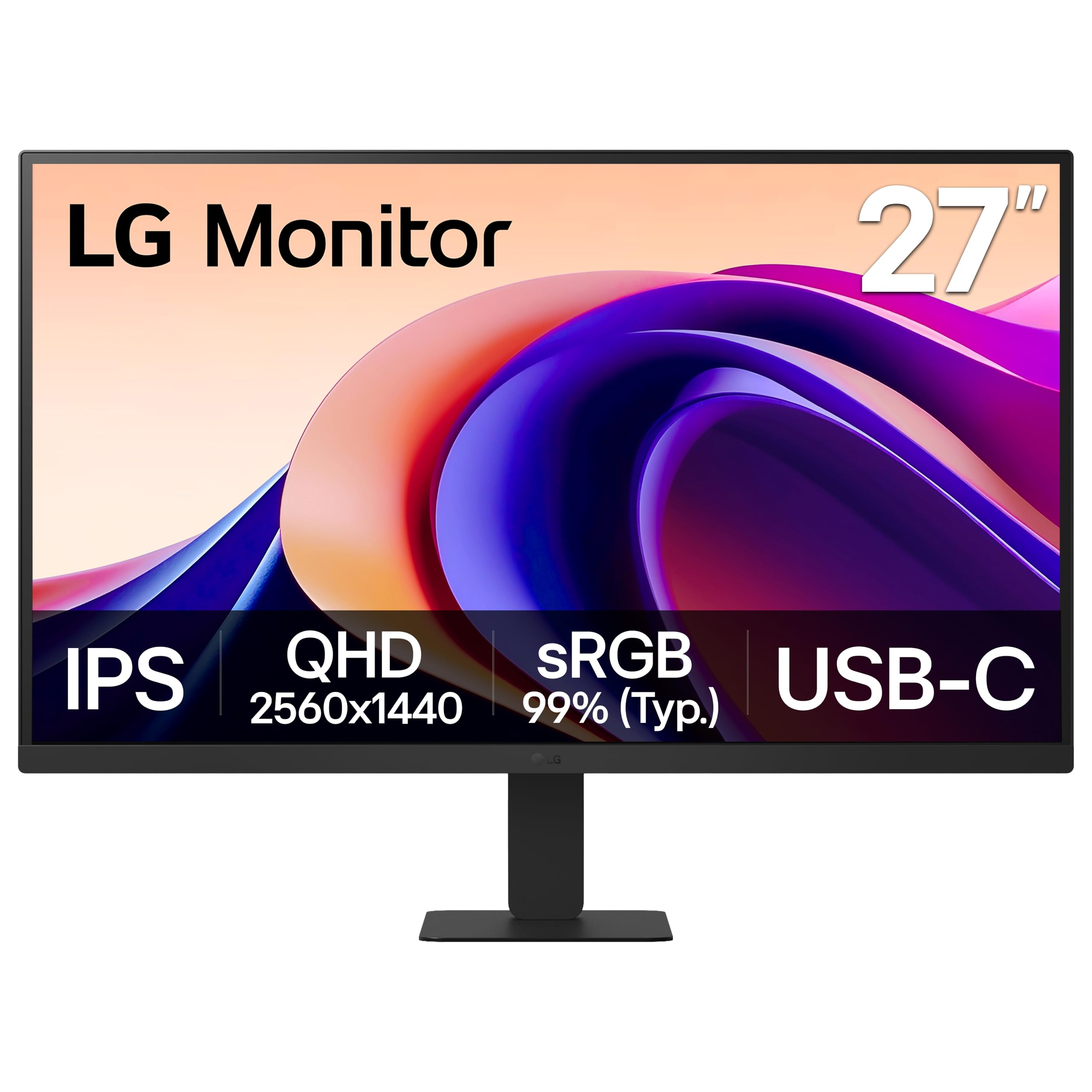 LG 27U631A-B 27-inch QHD (2560 x 1440) IPS Computer Monitor, 100Hz, 5ms, HDR10, Reader Mode, Flicker Safe, HDMI, USB Type-C 15W PD, Black