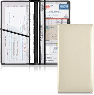 Cream Solid Color Car Registration and Insurance Holder, PU Leather Glove Box Organizer with Magnetic Closure for Essential Documents, Cards, Driver License