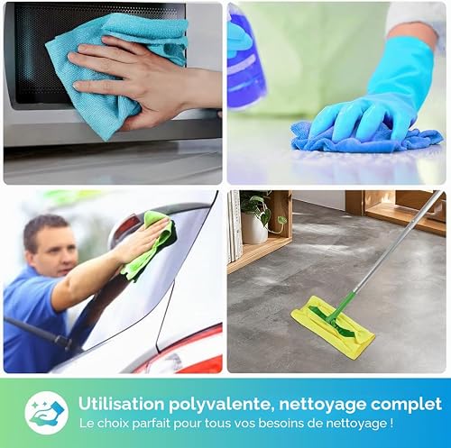 HOMEXCEL Panni per la pulizia in microfibra, confezione da 100 asciugamani in microfibra per auto, senza pelucchi e graffi, per casa, cucina, auto e negozio, asciugamani assorbenti multicolore per la - 5