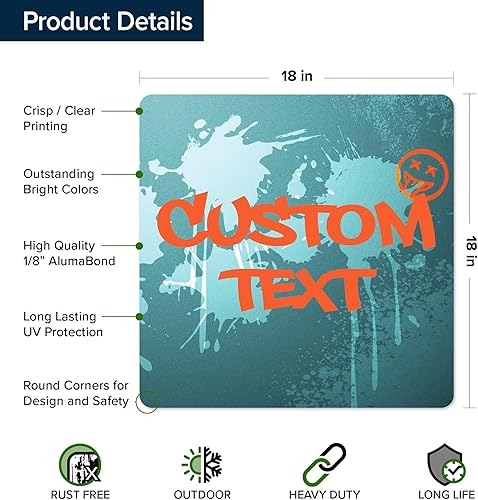 Miniatura 582 de My Sign Center - Letrero personalizado, 11 colores de fuente, 13 estilos de fuente, 4 opciones de agujero, 22 tamaños, 8 x 32 pulgadas, sin óxido,