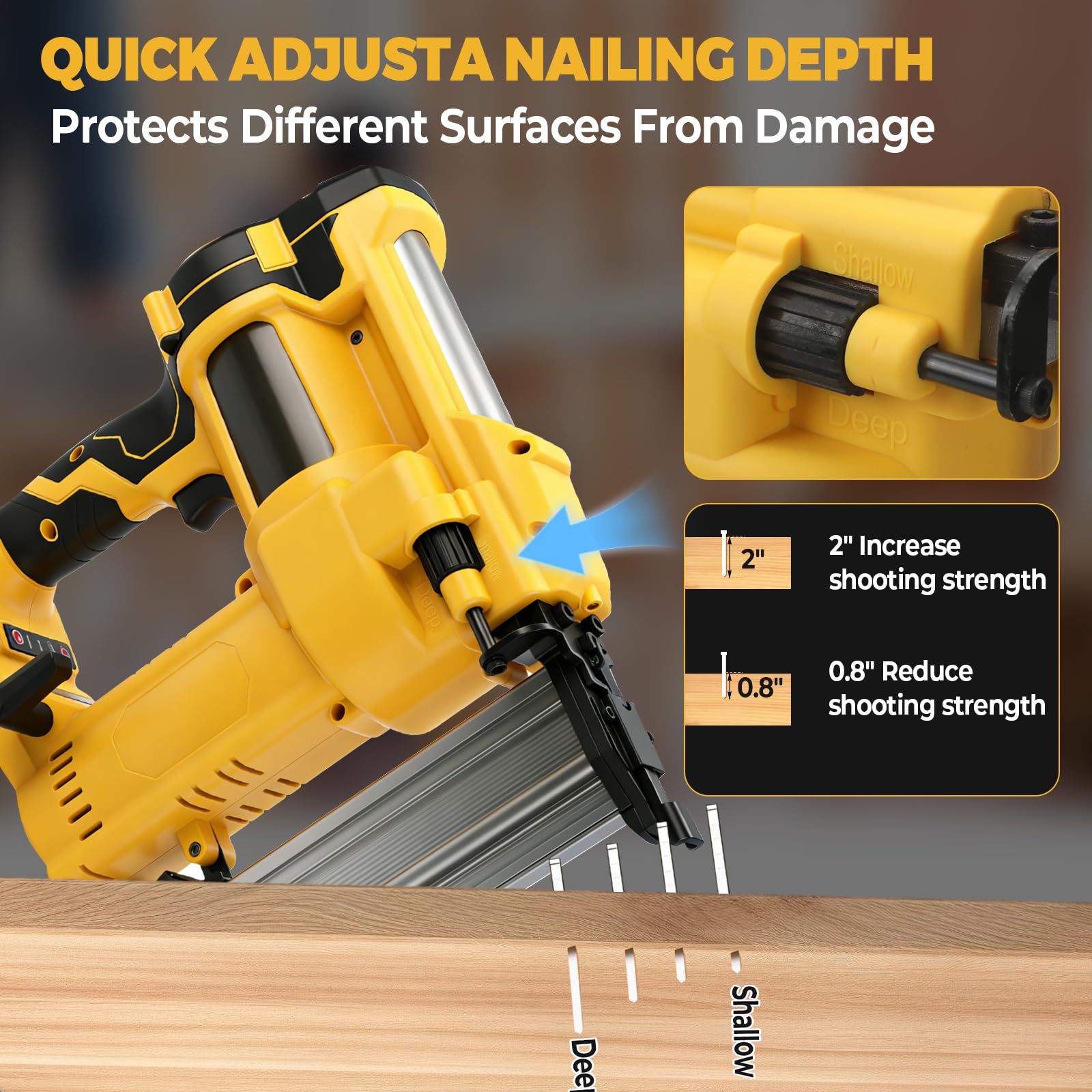 Clavadora inalámbrica de 2 pulgadas de 18GA compatible con Dewalt 20 V, pistola de clavos 2 en 1 sin escobillas y pistola de grapas con clavos F50 y grapas K440 para carpintería en el hogar
