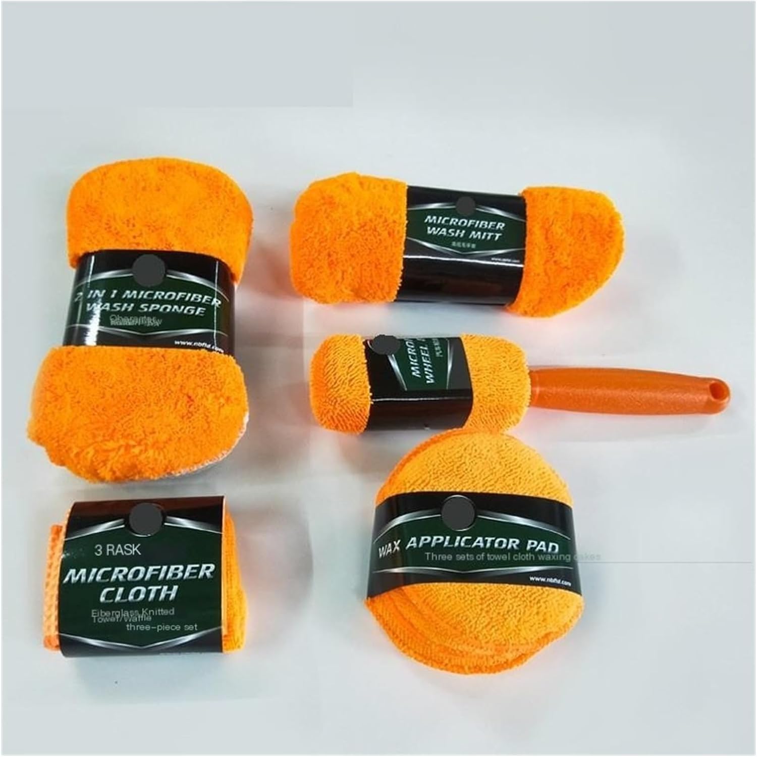 9-Piece car wash Gift Set/car Tools, Towels, sponges, waxing Cakes, Wheel Brushes(Graysuit-9pieces)