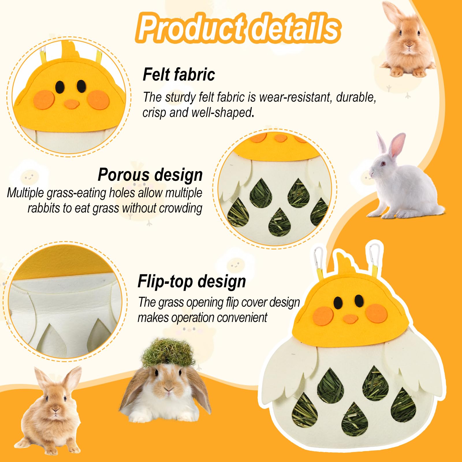 Ratelier Foin Lapin FainFun Sac a Foin Cochon d'Inde Pochon 2 Poutres Accessoire