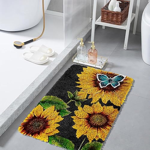 Miniatura 8 de MGahyi Kits de alfombras con gancho para adultos, alfombras de hilo de ganchillo para manualidades, kit de manualidades con diseño de patrón Perro