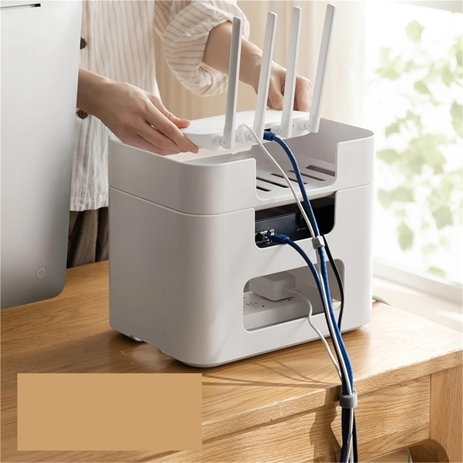 Router Schrank Router-Aufbewahrungsbox, WiFi-Kabel-Organizer, TV-Set-Top-Halter, kabelloses Modem-Regal, Steckdosen-Management, Heimbüro(Color-6)