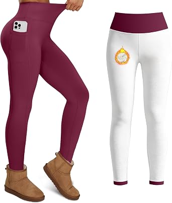 YUDSUD Thick Fleece Lined Leggings for Women Tummy Control High Waisted Workout Thermal Warm Soft Yoga Pants for Cold Winter