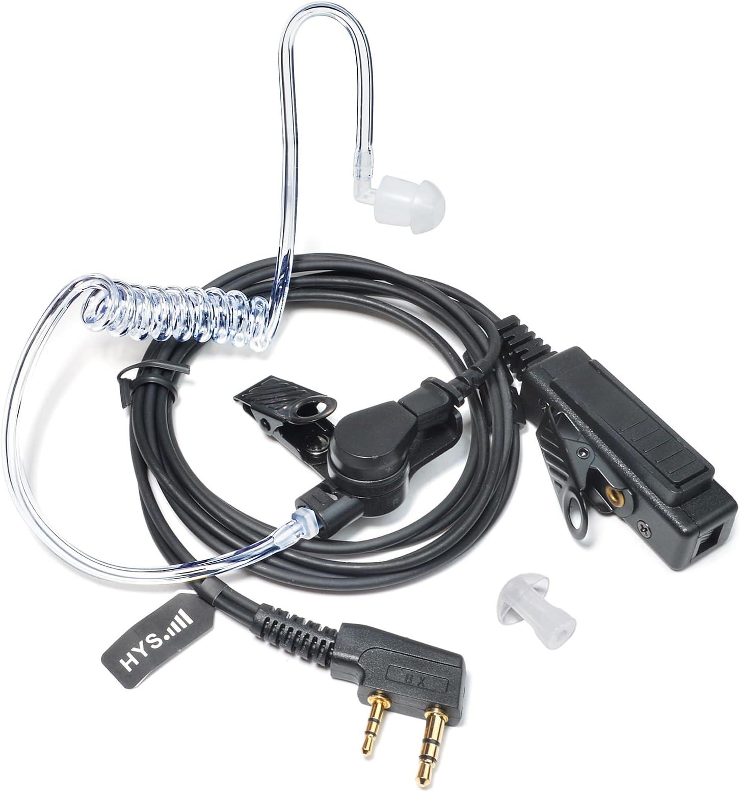 Kit Oreillette Radio 2 Broches Kenwood - Micro Avec PTT, Câble Spiralé - Compatible Retevis, Baofeng Et Autres Talkies-walkies