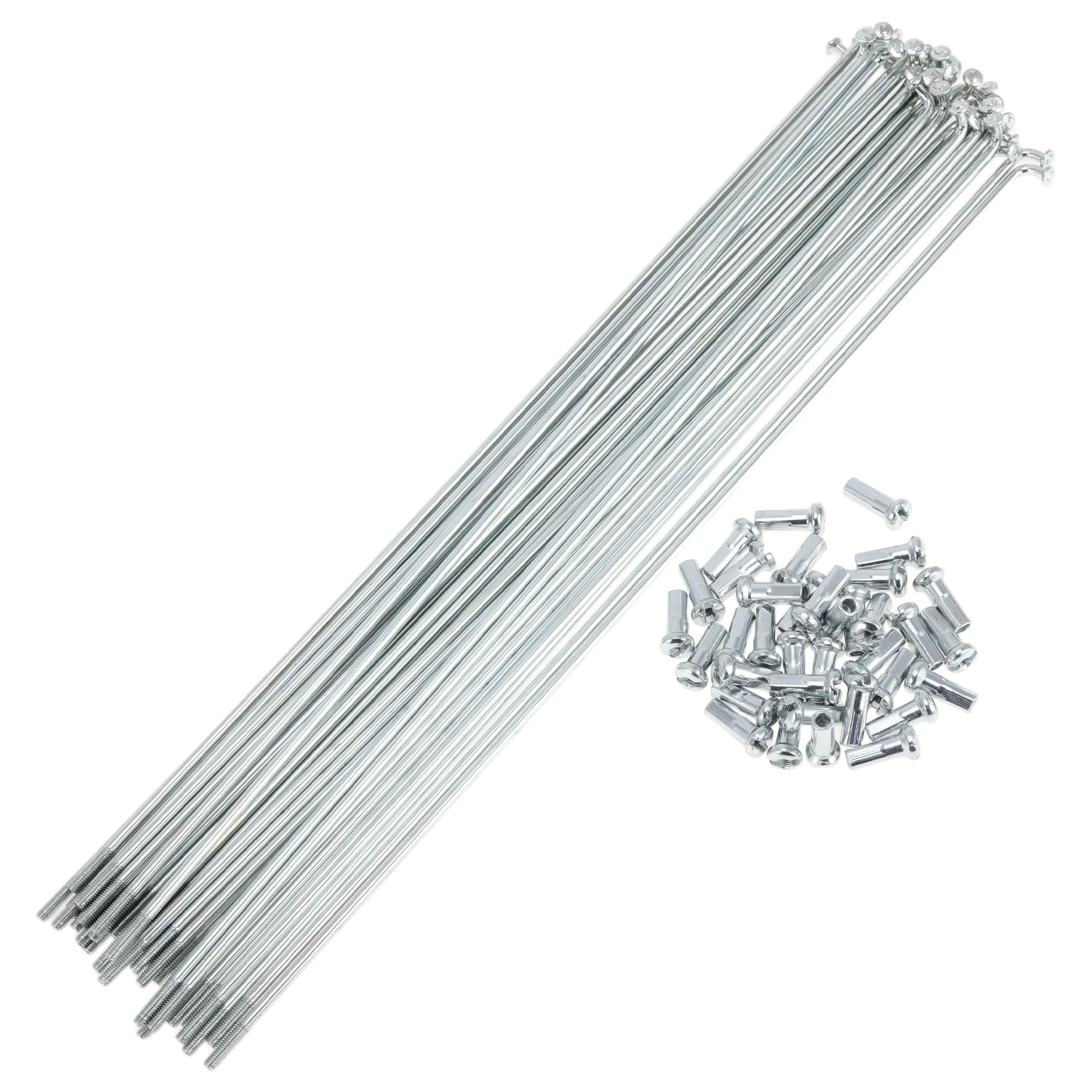 A ABSOPRO 36 Set 13G Bicycle Spokes 241mm Bike Wheel Spokes Galvanized Carbon Steel Silver Tone