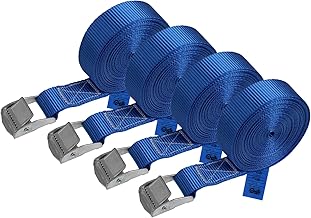 Cinghia di fissaggio Cinghie di tensione - blu - 2,5m 4m 6m - diverse quantità, sicura del carico resistenza fino a 250 kg DIN EN 12195-2, 4 pezzi 2.5 cm x 6 m