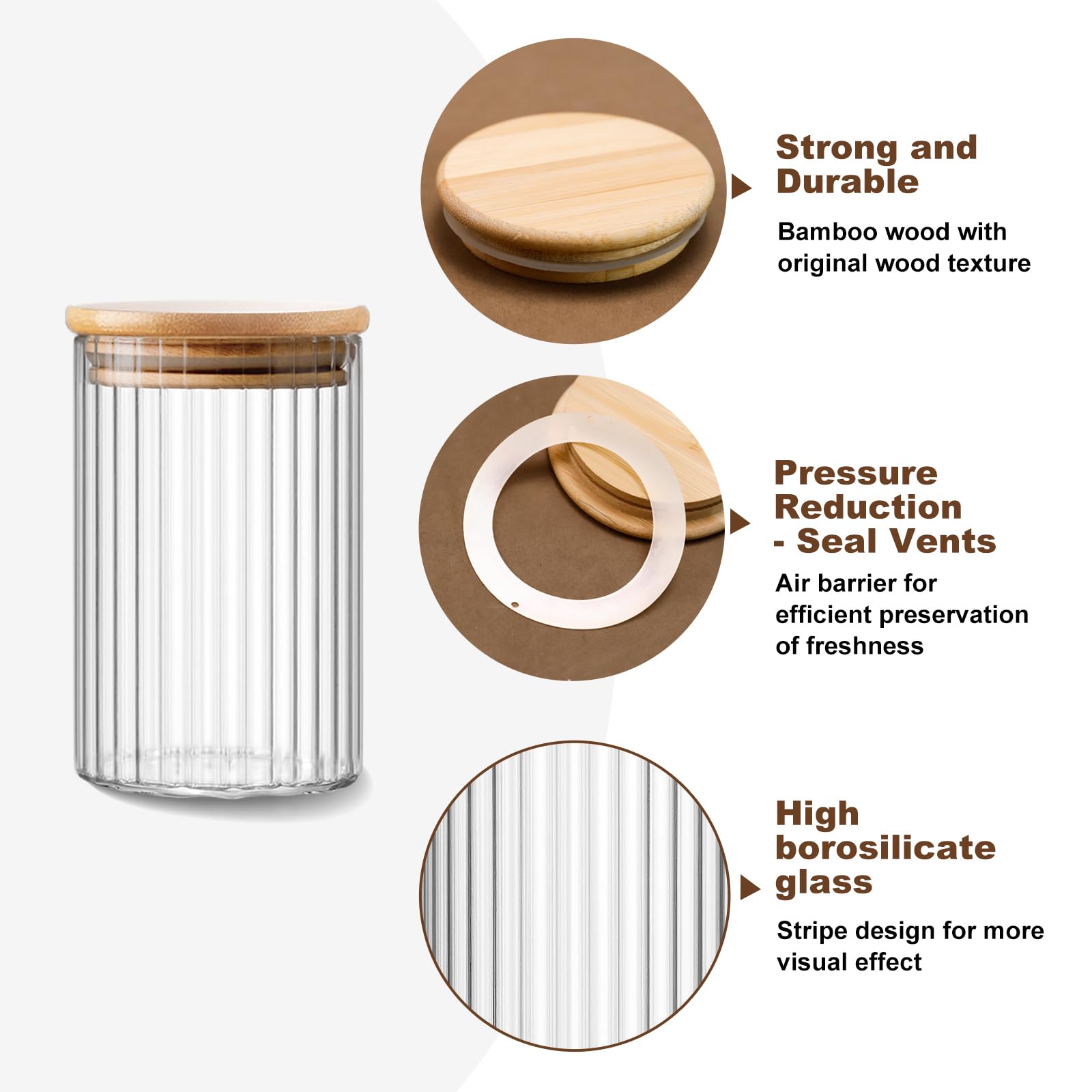 Lot de 8 Bocal en Verre Hermétique - Bocal en Verre avec Couvercle - Bocaux Verre Café Thé Sucre Épices Pâtes
