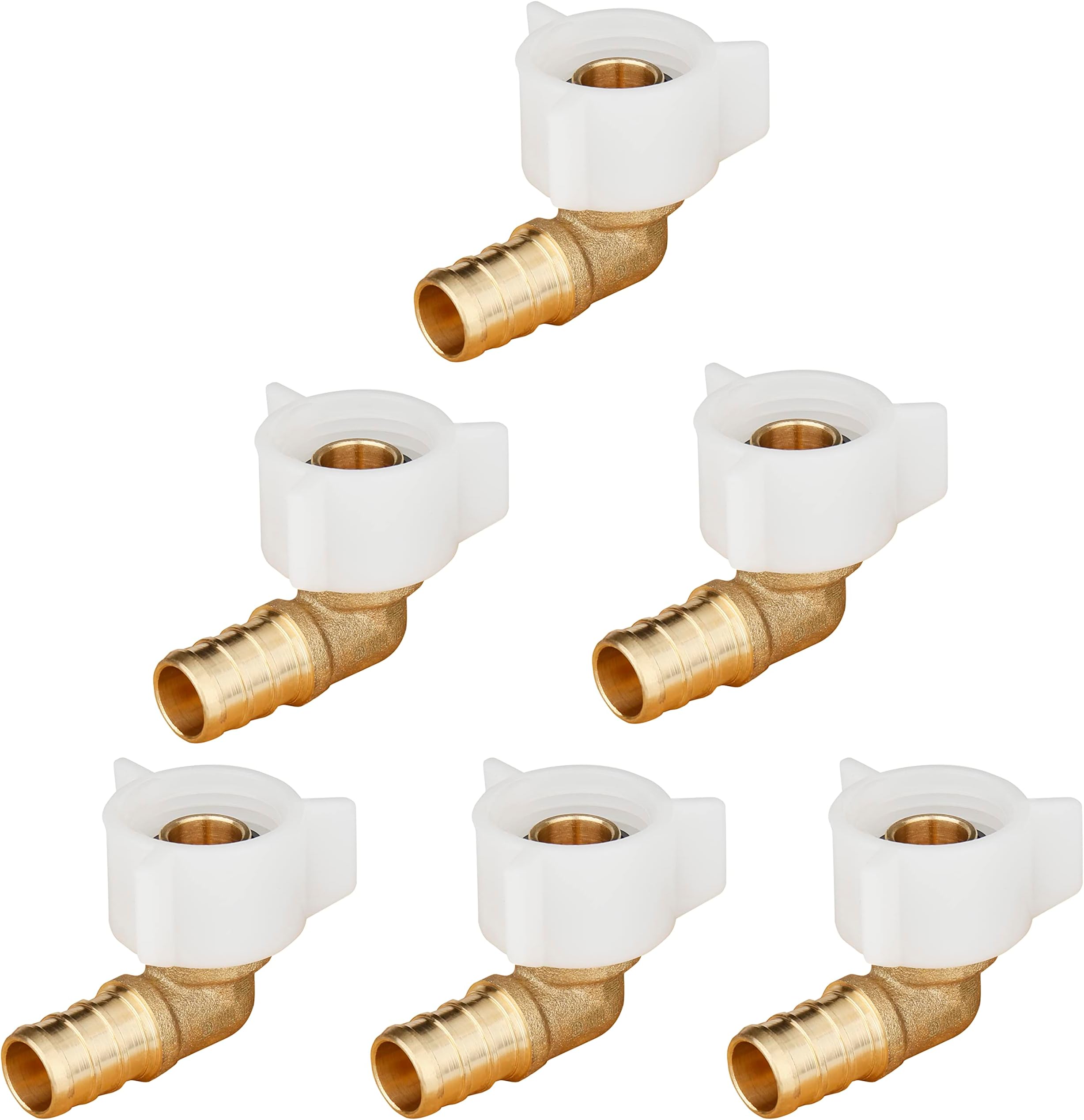 WHK6 PACKS 1/2 Inch Pex fittings X 1/2 Female NPT Swivel Elbow Fittings Crimp Adapters-RV Pex Fittings to connect (LEAD FREE Brass)