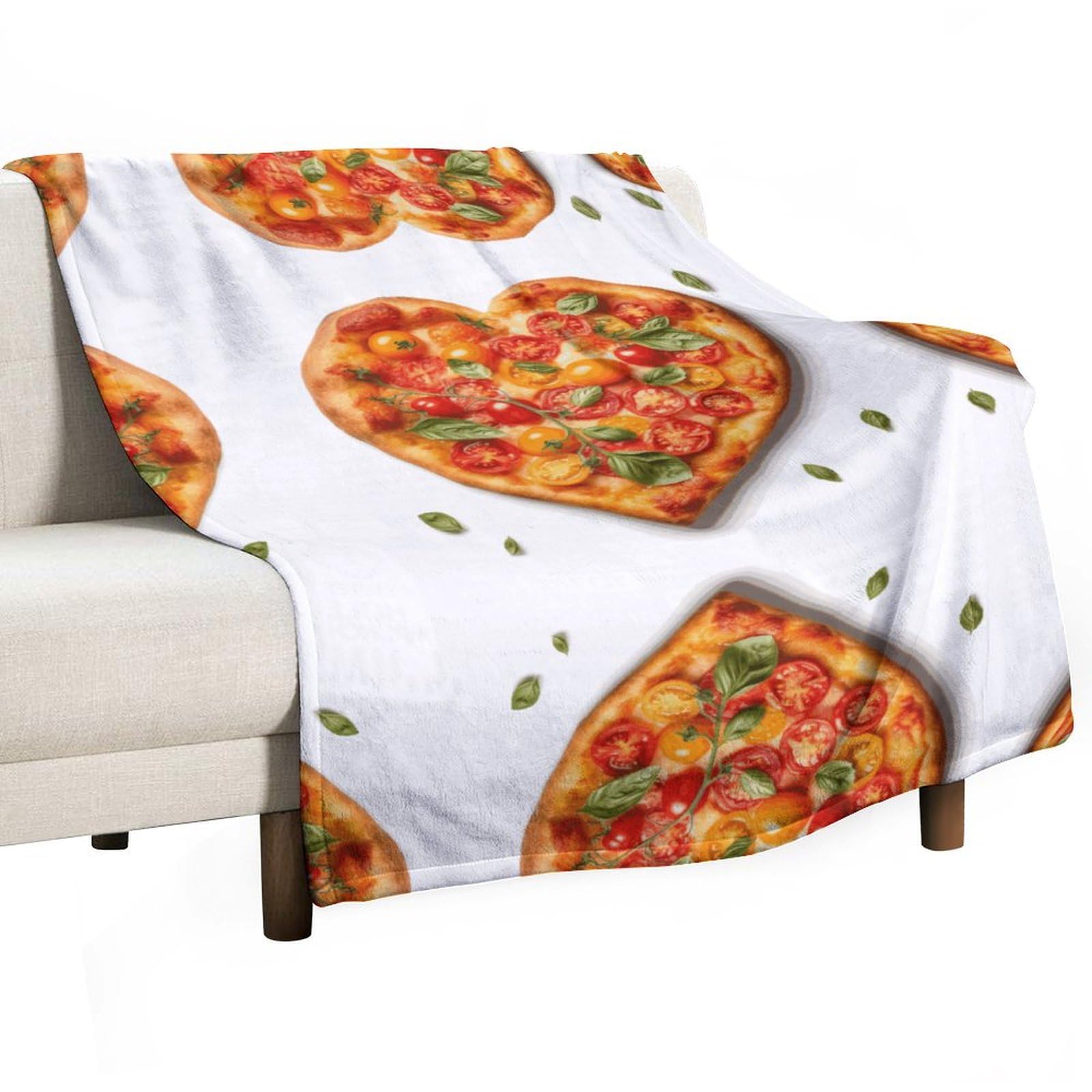 Couverture pizza cœur en flanelle cadeau doux et câlin