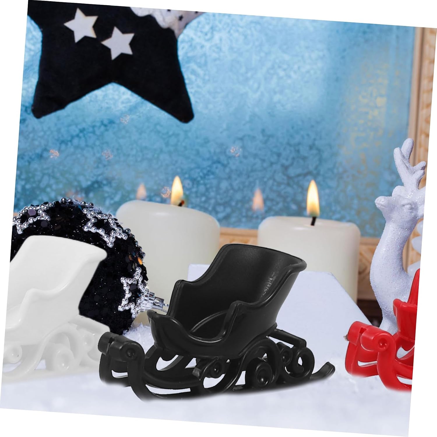 Ciieeo 12pcs Christmas Sleigh Decorations Santa Sleigh Ornaments for Home Decor Vintage Christmas Adornments Snowflake Decor Xmas Decorations