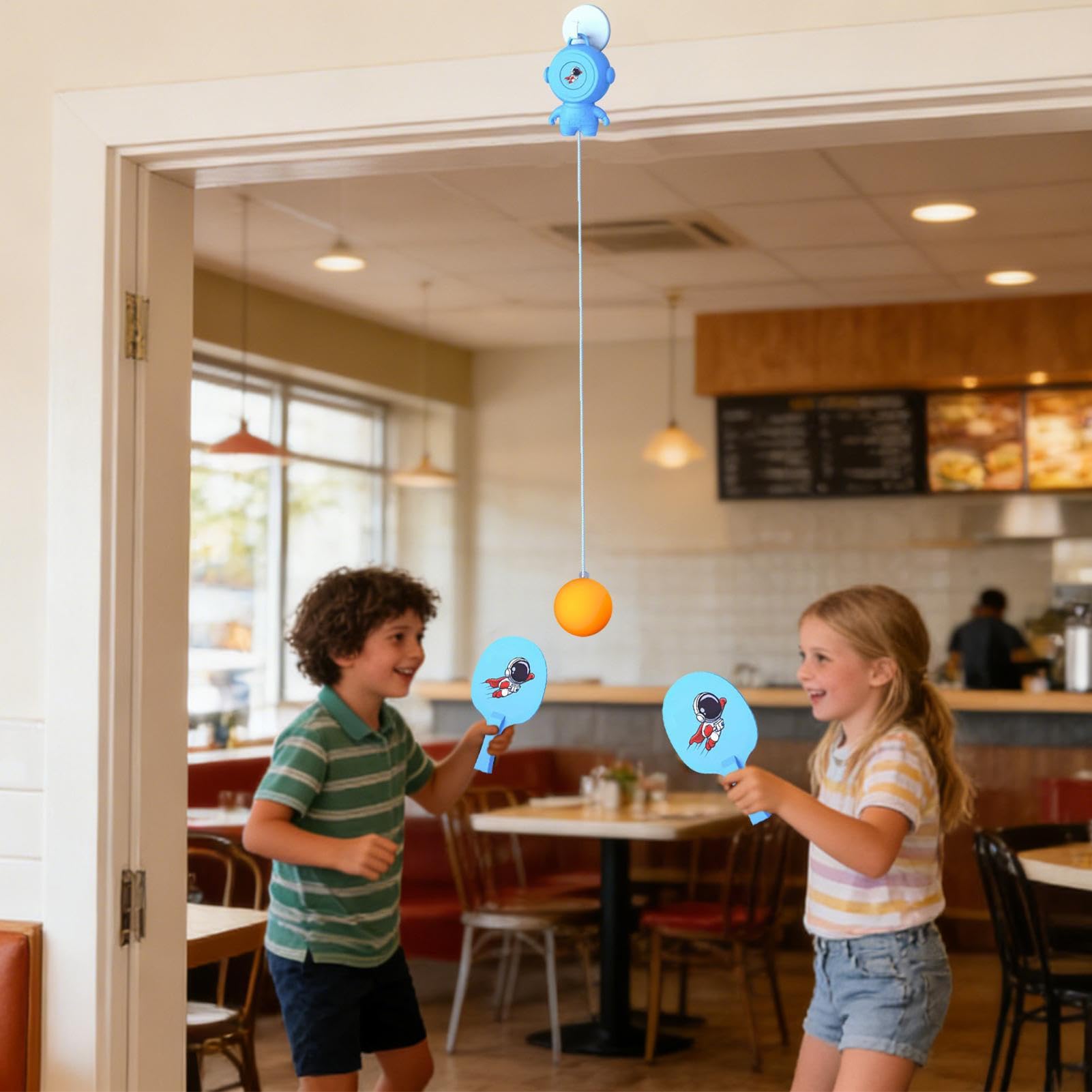 Gioco da porta pong, da appendere e da appendere, regolabile, materiale ABS PP con lunghezza del filo di 90 cm, include racchetta e palline per bambini, per due giocatori, feste al chiuso, esercizi