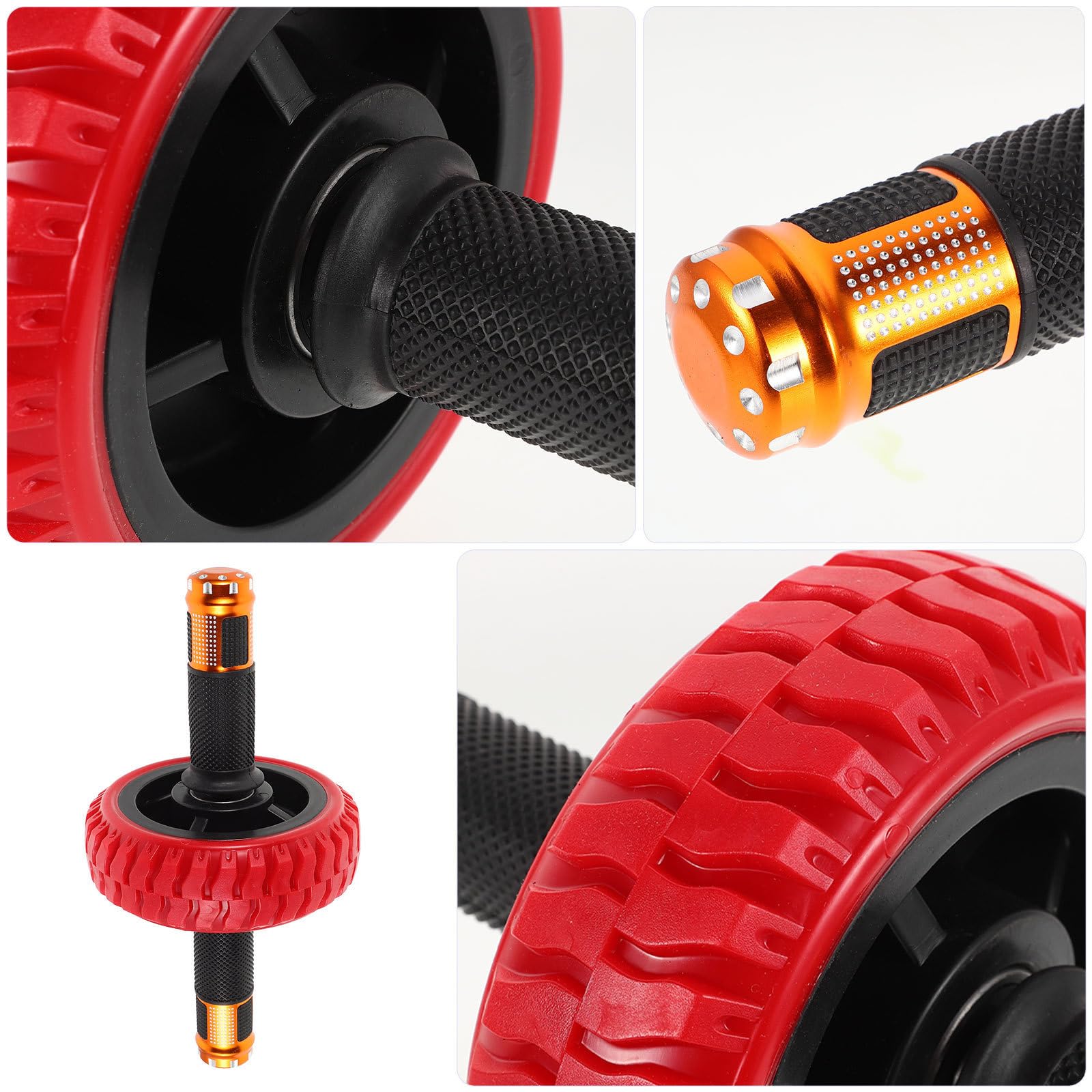 ULTECHNOVO Rodillo Rueda Abdominal de Fitness, Rueda Abdominal para Gimnasio en Casa, Rojo, Goma y Acero Aleado, Resistencia Estable, Fortalece el Core, Compacto y Portátil, Asas