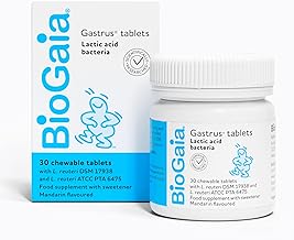 BioGaia Gastrus Probiotics for Gut Health | Bacterial Cultures with L. Reuteri to Balance Gut Flora | Dual Strains of Patented Lactobacillus Reuteri | 30 Chewable Supplement Tablets - Mandarin Flavour