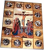 Vista 15 de Holy Land Market Stations of The Cross Icon Plaque All in Olive Wood from Belén (11.4 x 9.4 in o 11,5 x 9,5 pulgadas) (Divine Mercy)