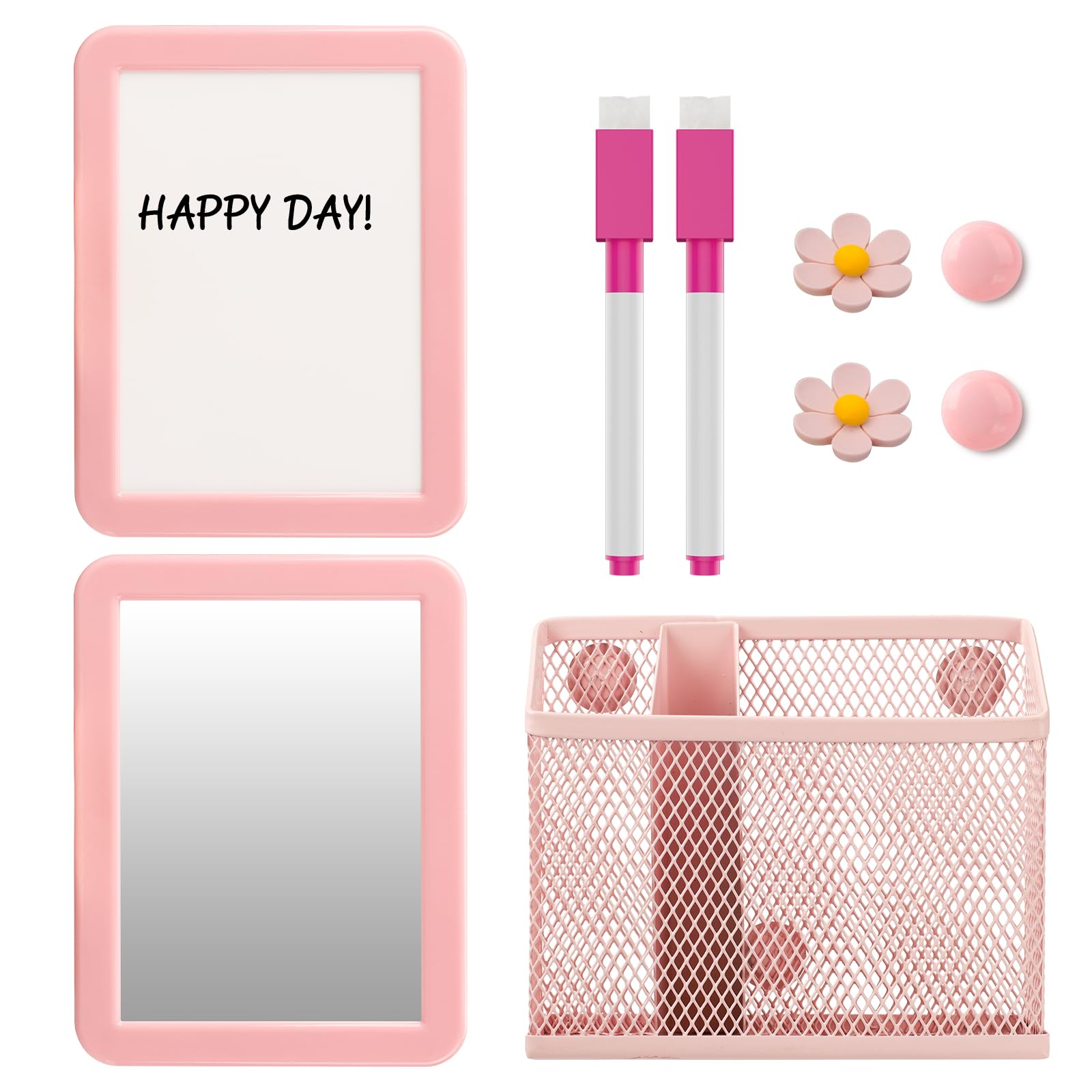 MaxDovYen Magnetic Locker Accessories Set, Back to School Essentials (with Magnetic Whiteboard, Locker Mirror, Pen Holder, Marker, Round Magnet)