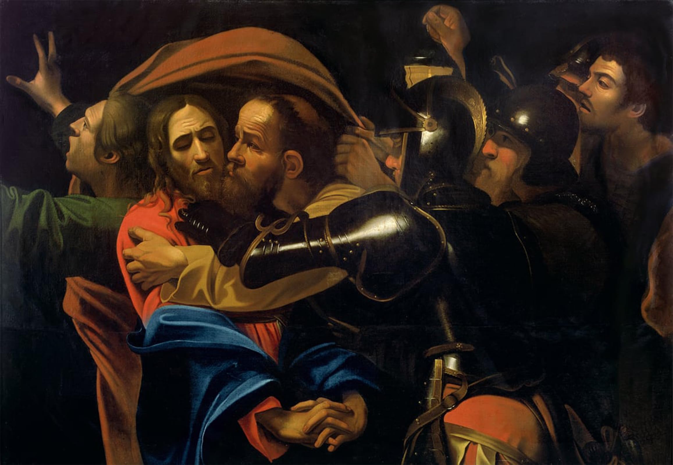 POSTERIIk Vintage Classic Picture Landscape Artwork the Taking of Christ by Merisi Caravaggio Portrait Canvas Painting for Office Home Decor 60x90cm