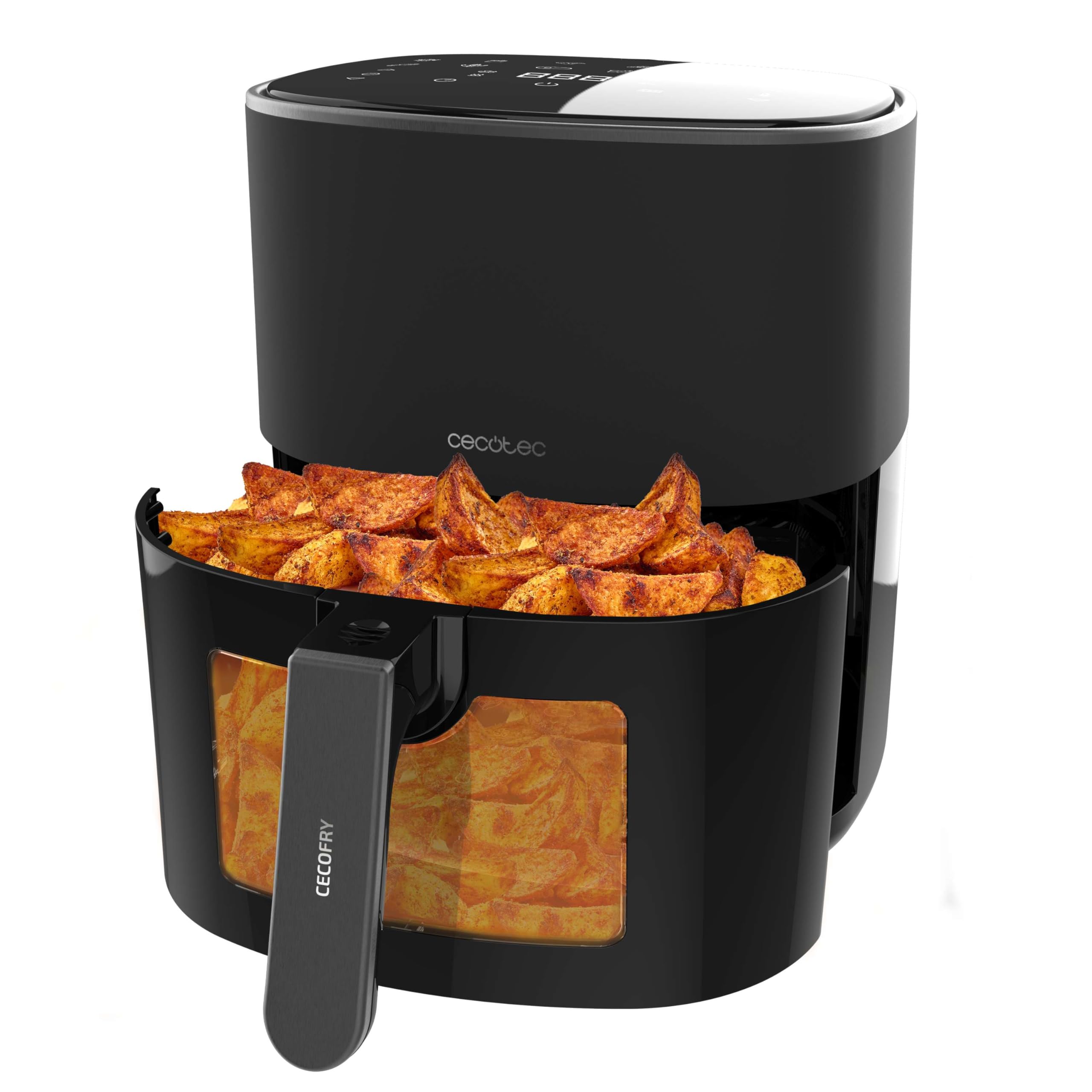 Cecotec Heißluftfritteuse Cecofry Fantastik Window 6500 Plus. 1700 W, 6,5 L, Sichtfenster, PerfectCook-Technologie, 12 Programme, 80–200 °C, Air Fryer für knusprige Ergebnisse leicht zu garen