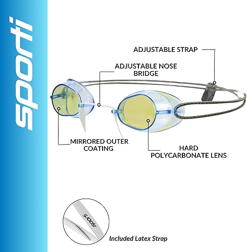 Miniatura 2 de Sporti Gafas de natación unisex para adultos, antiempañamiento suecosueco premiumsueco espejo + correa elástica