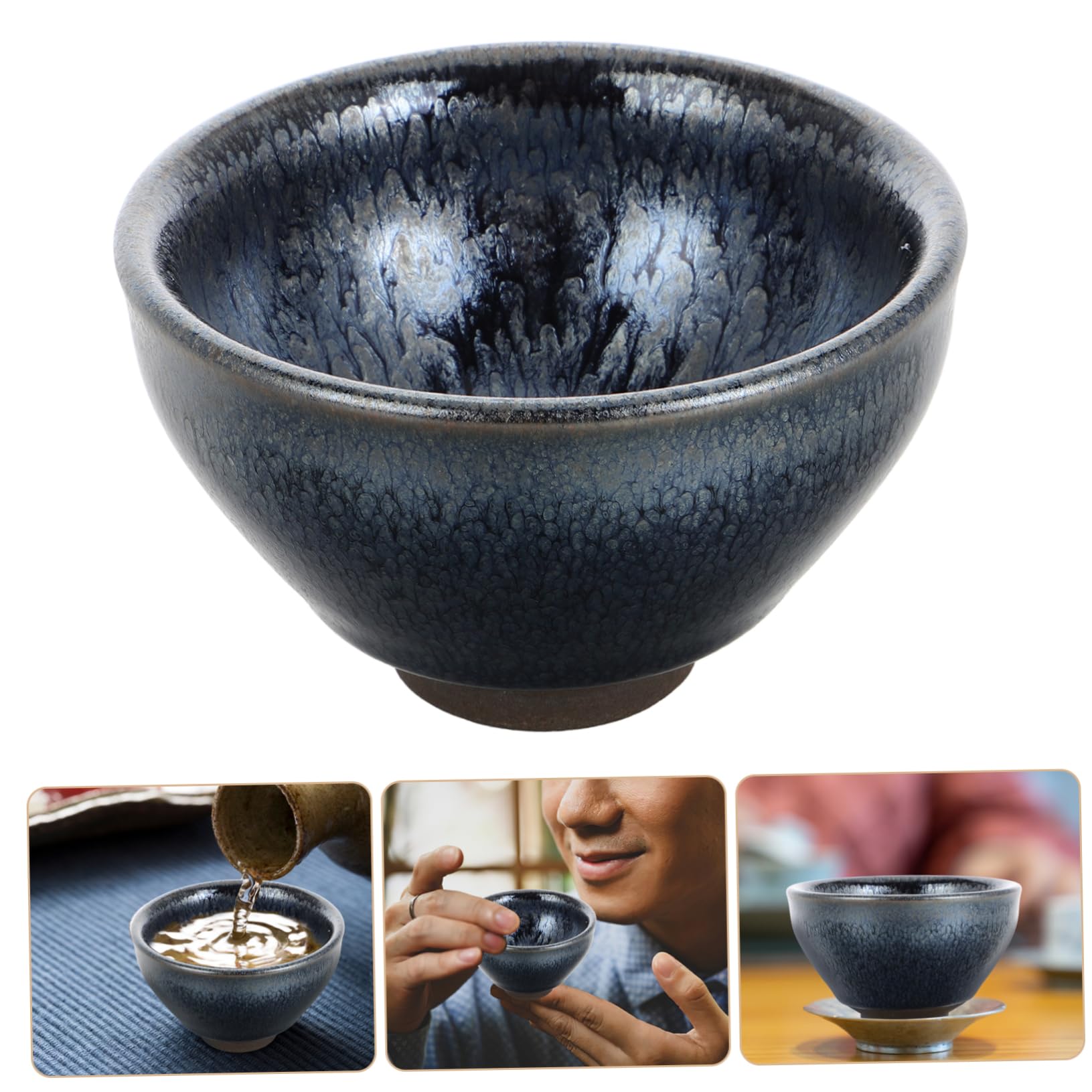 POPETPOP Chinesische Teetasse aus Porzellan mit Deckel und Sieb Traditionelle Keramik-tasse für Teezubereitung Retro-design für Teegenuss zu Hause Büro