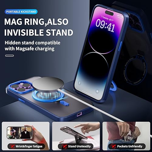 Miniatura 3 de niufoey Funda para iPhone 12 Pro Max con soporte magnético invisible compatible con Magsafe a prueba de golpes, delgada, translúcida mate, para