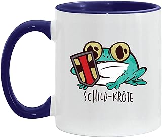 Funny Toad Illustration Gift for Pet Lovers Shield Toad German 11oz 15oz Inner Color Accent Mug