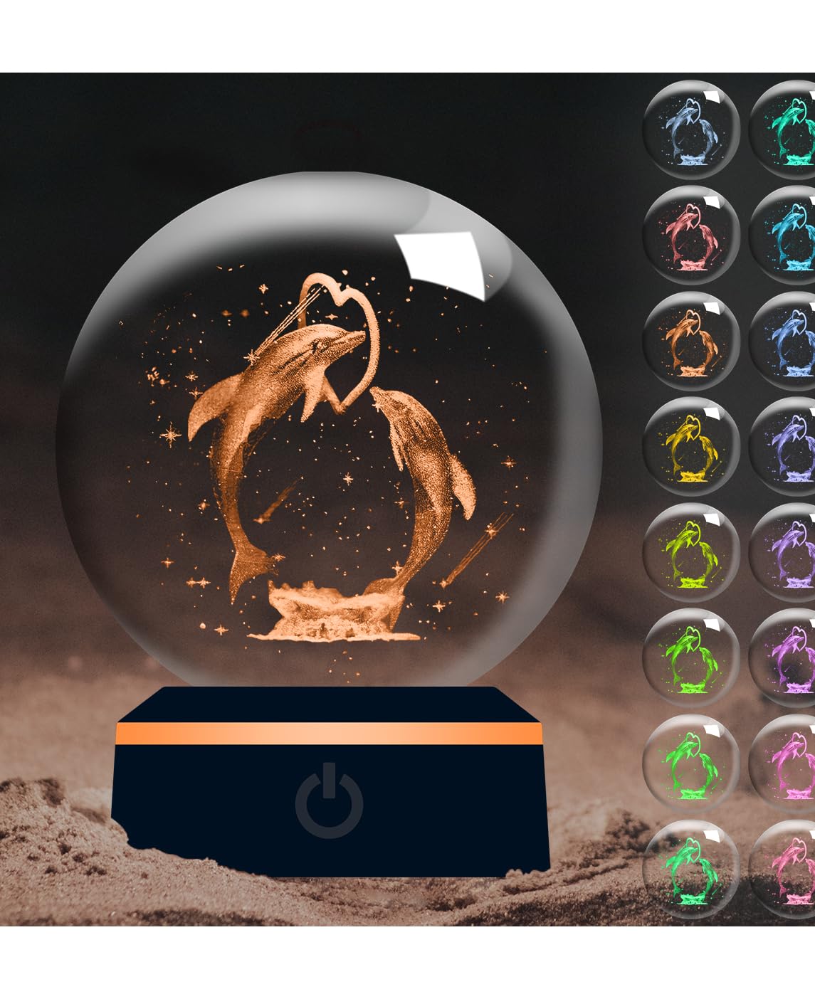 3D Delphinfigur Kristallkugel Mit Led Bunte Nachtlicht Basis Nachtlicht Für Kinder Planet Lampe Dekoratives Licht Dimmbar Nachtlicht Stimmungslicht Für Home Dekoration