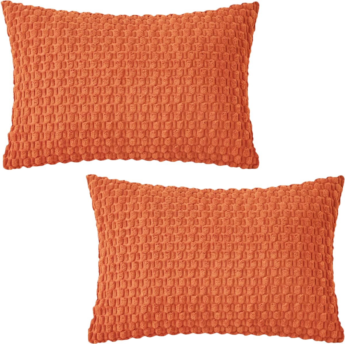 Tennove Corduroy Decorative Lumbar Cushion Covers 30x50cm Set of 2, Orange