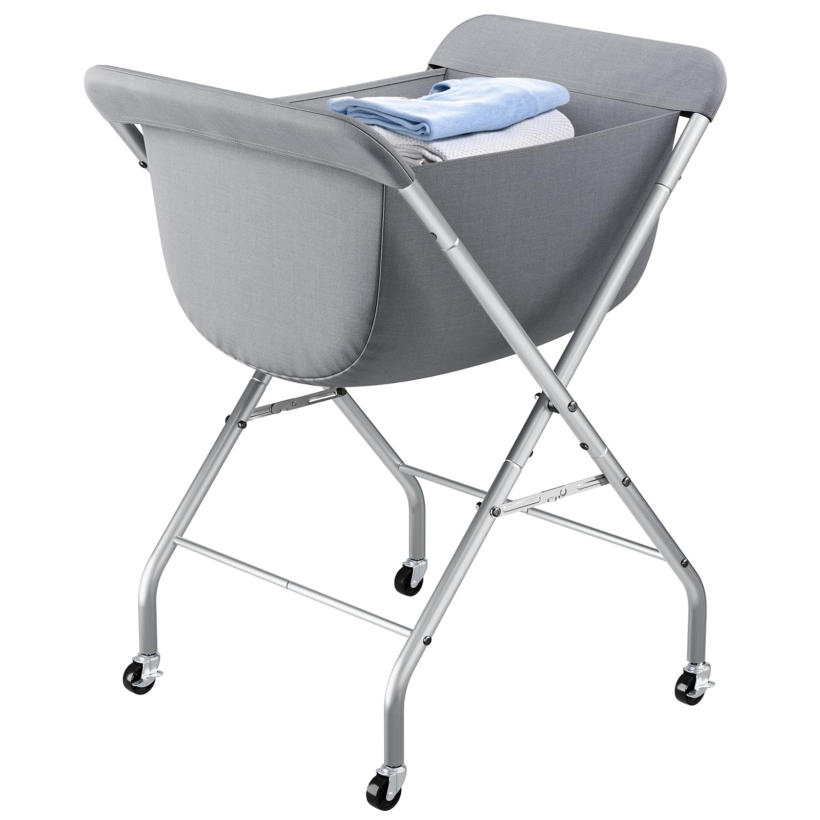 Photo 1 of ELYKEN Laundry Cart with Wheels, 33”H Easy Rolling Laundry Hamper with Removable Liner Bag, Sturdy Metal Frame Clothes Basket with 4 Casters and 2 Brakes