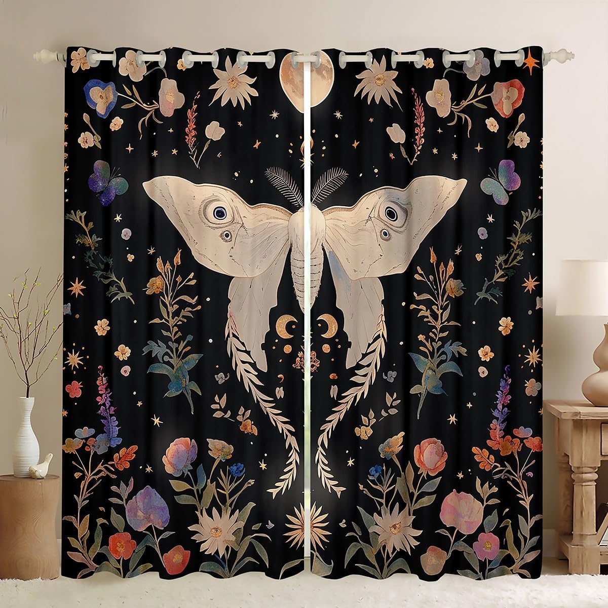 Manfei Fire Dragon Blackout Curtain Fairy Tale Flying Dragon Window Drapes for Kids Boy Girls Room Decor, Animal Theme Window Treatments, Grommet Top 2 Panel Set Bedroom Curtains, 42Wx84L inch