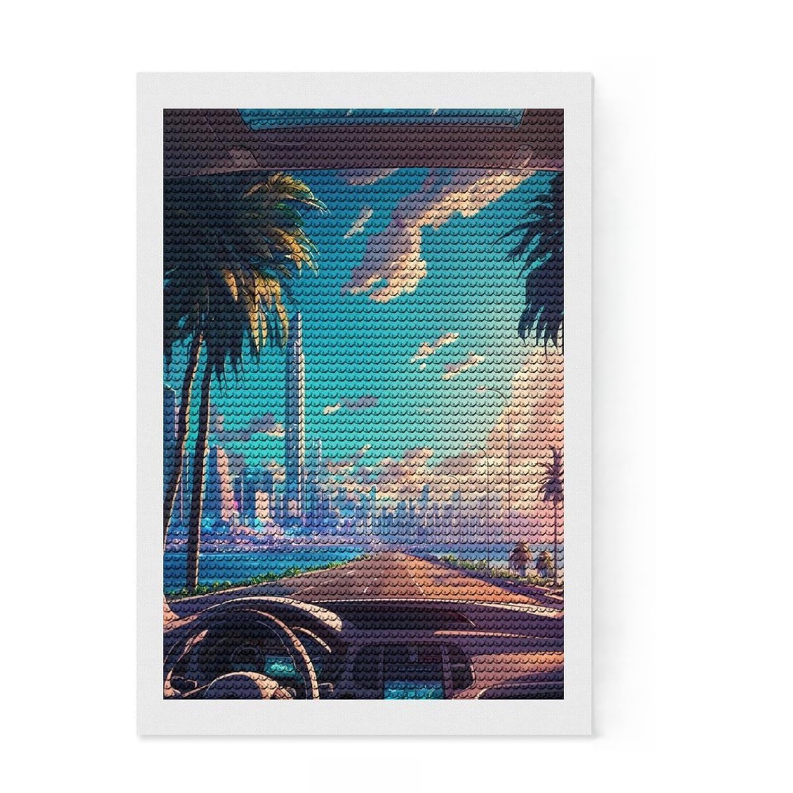 Junmoney The Ride Diamond Art Kit 8"x12", for Craft Lovers, Satisfying Creative Project, Birthday Gift, Home Wall Decor