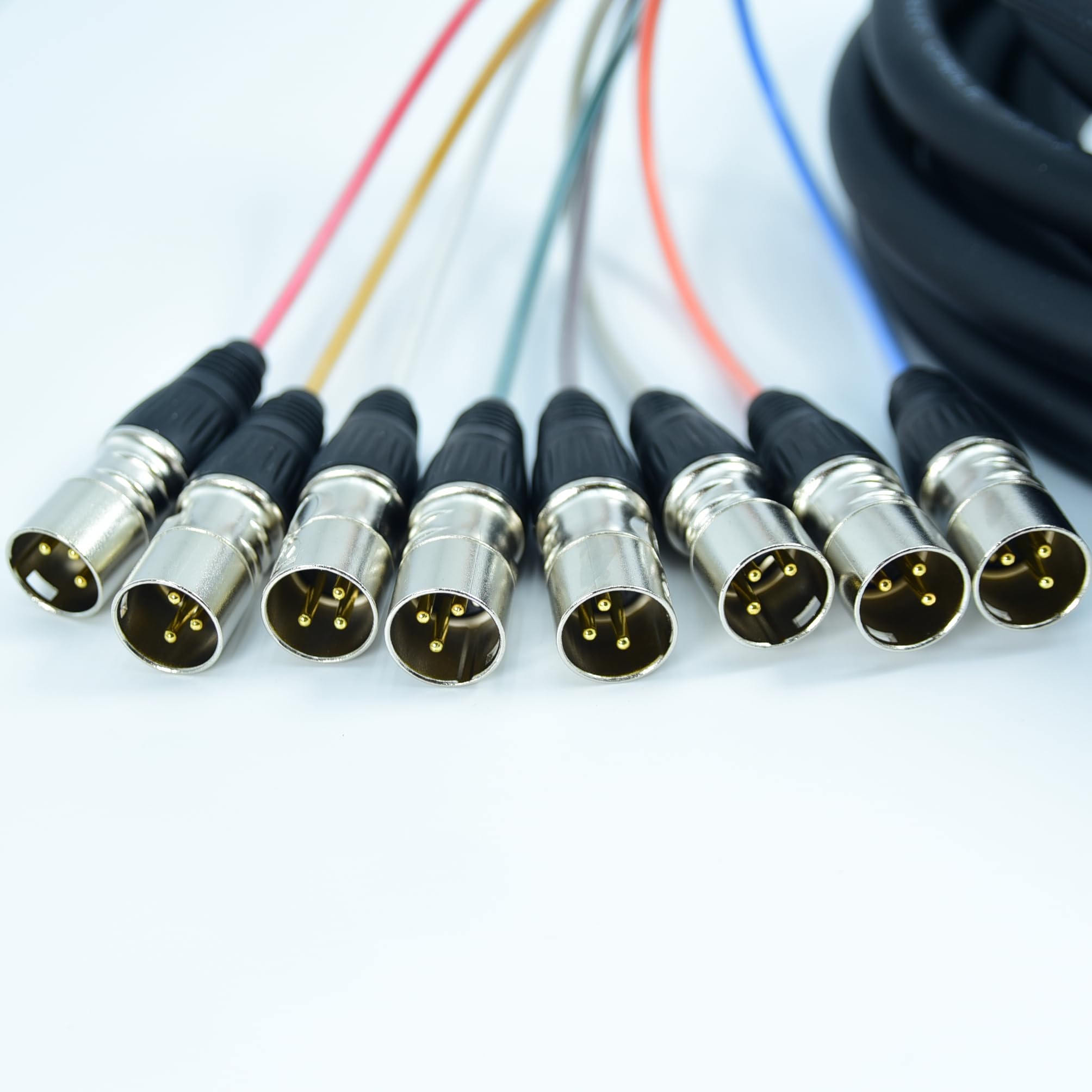 Arklove Cables de serpiente TRS de 15 pies, conexión equilibrada de audio de 1/4 pulgadas a XLR macho, conector de 8 canales, divisor digital, micrófonos, equipo de grabación de escenario y estudio,