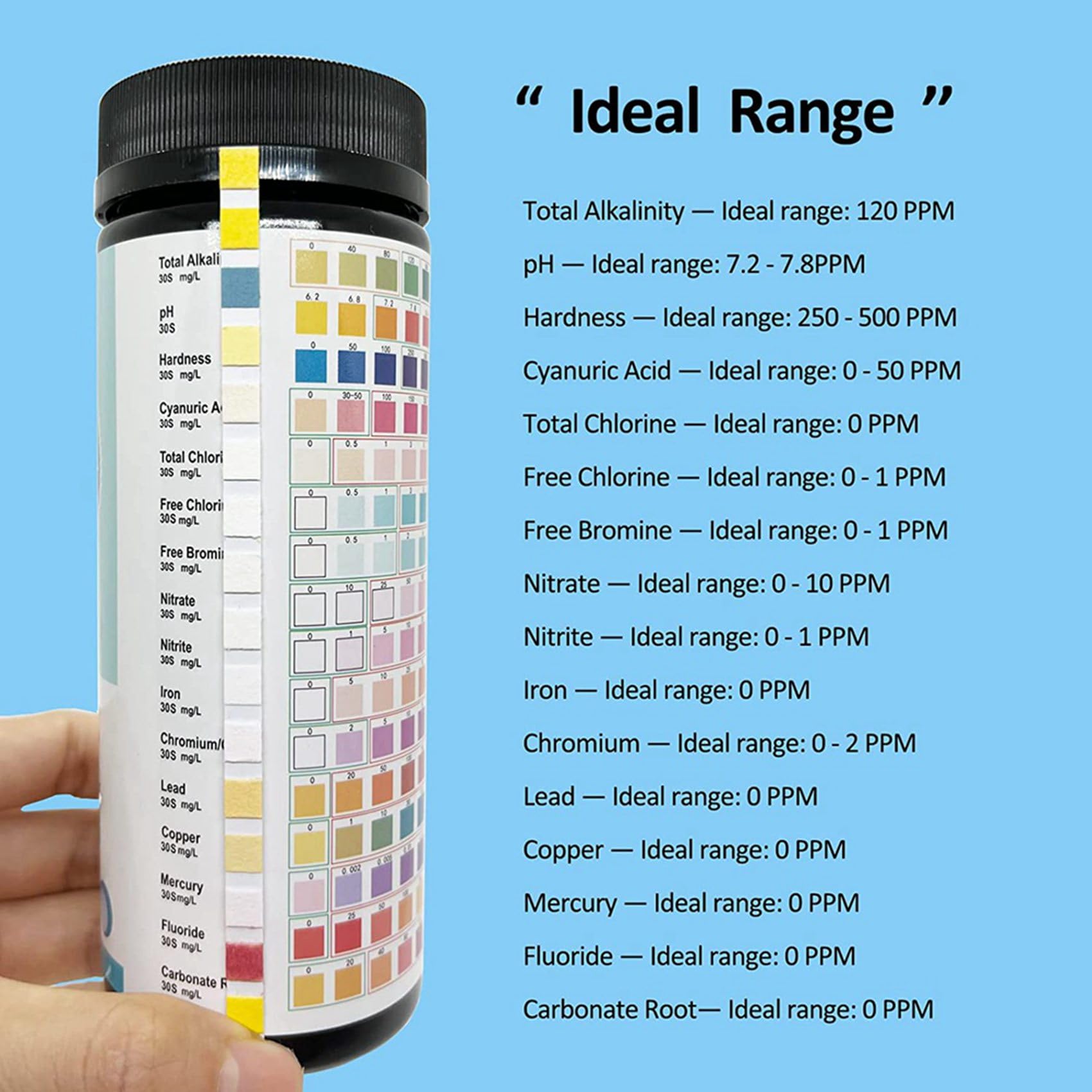 16 nel 1 Kit per il Test 'Acqua, 600 Pezzi di Strisce per il Test 'Acqua Potabile, Strisce per il Test 'Acqua di Rubinetto e di Pozzo e Test per PH,