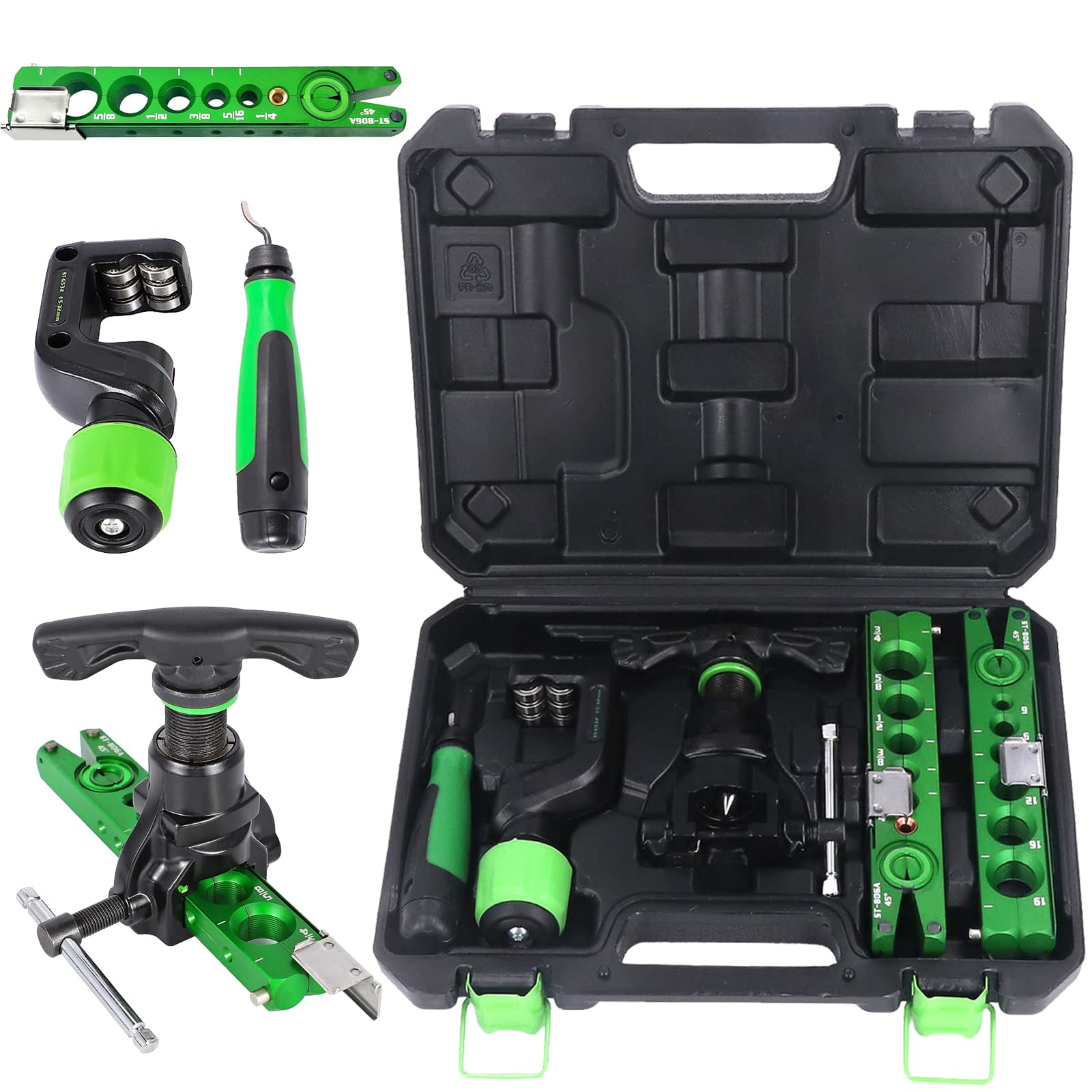 Utensili Svasare, Kit Utensile Per Svasare 5 In 1 Strumento Per Svasare Linea Freno Per Tubo Rame 1/4"-3/4" E 6-19mm Strumento Per Svasare Eccentrico A 45° Con Tagliatubi Per Tubi Acqua 5-32 MmTubi
