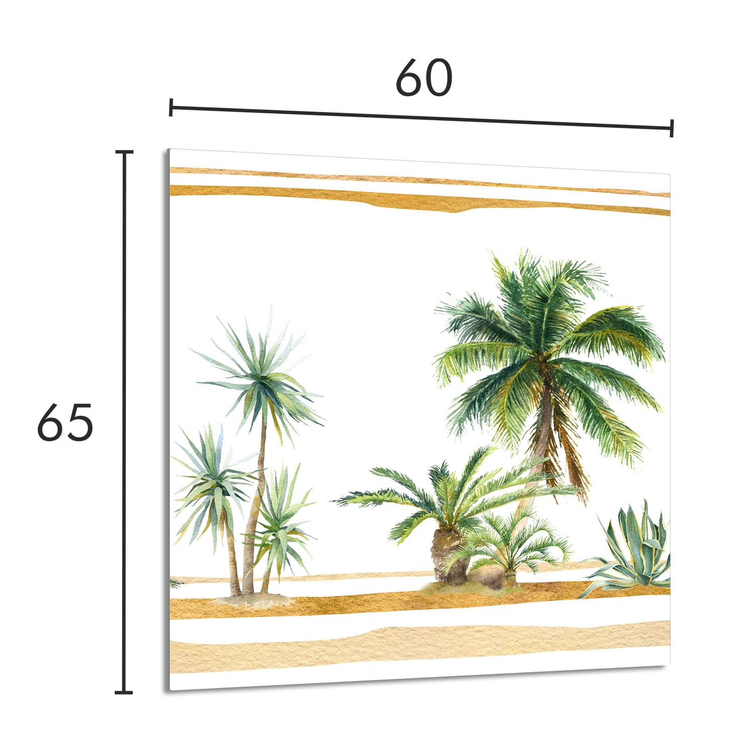 Szklany panel ochronny do kuchni Lacobel, szklana płyta ochronna na kuchenkę, 60x65 cm, szklana deska do krojenia, ochrona przed rozpryskiwaniem, uniwersalna, PALMY