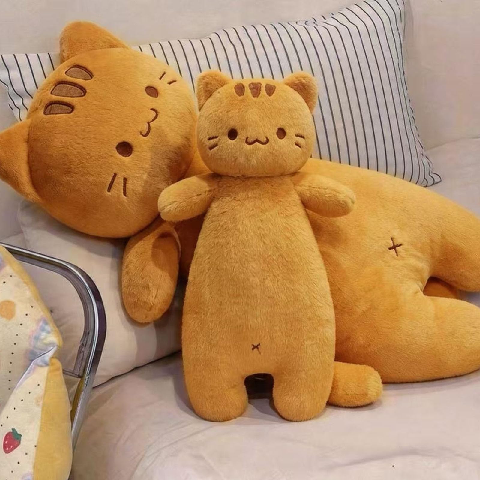 champracer Langes Katzen Plüschkissen, großes Kätzchen Körperkissen aus weichem Plüsch, zum Kuscheln und Entspannen, Geschenk für Kinder & Erwachsene zu Geburtstag und Weihnachten (90cm)