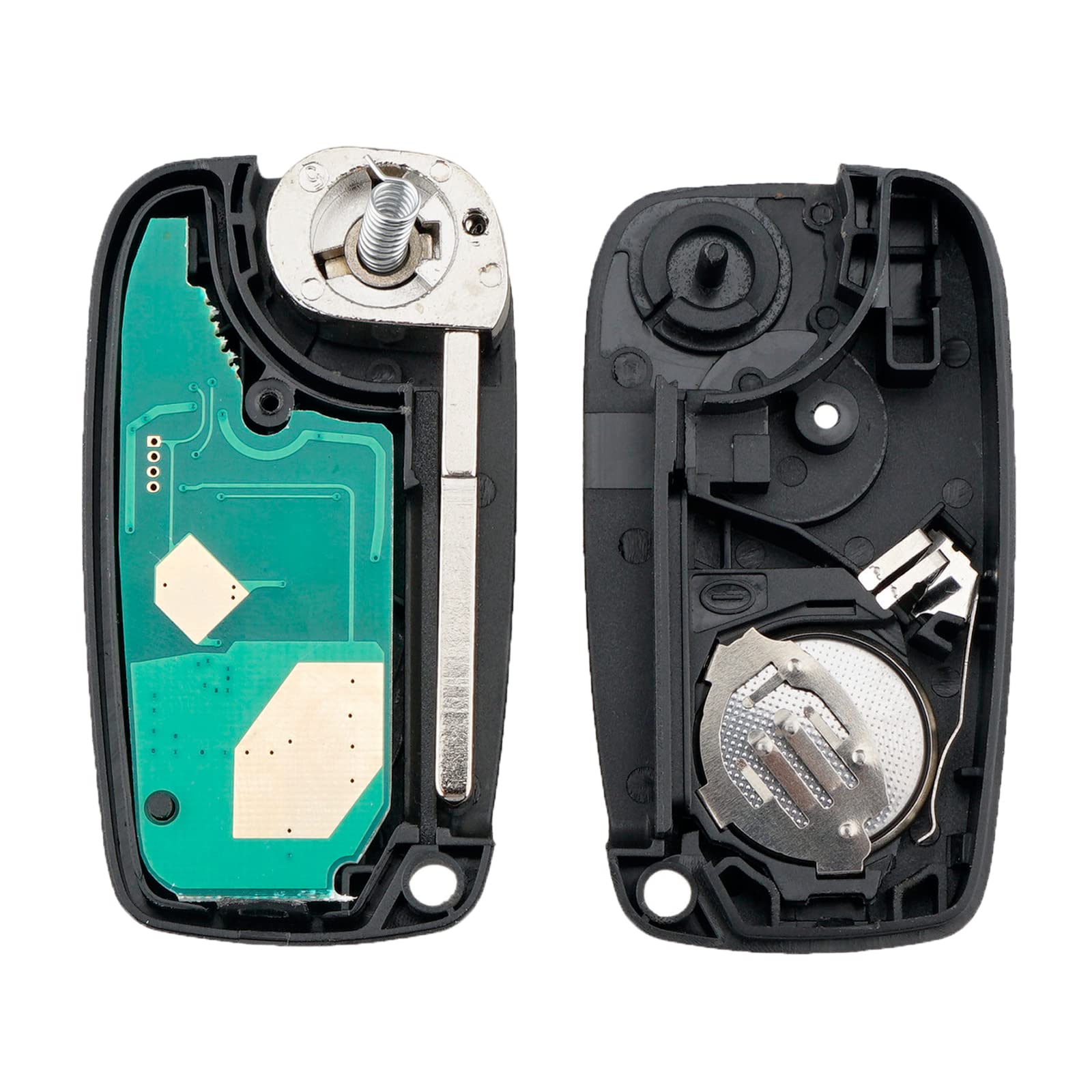 Heart Horse 433Mhz 3 Tasti Ricambio Chiave per Telecomando Auto con ID46 / PCF7946 Chip Compatibile per Fiat Punto Panda 500 Doblo Florino Qubo Grande Evo Guscio con Batteria e Lama (Delphi BSI)