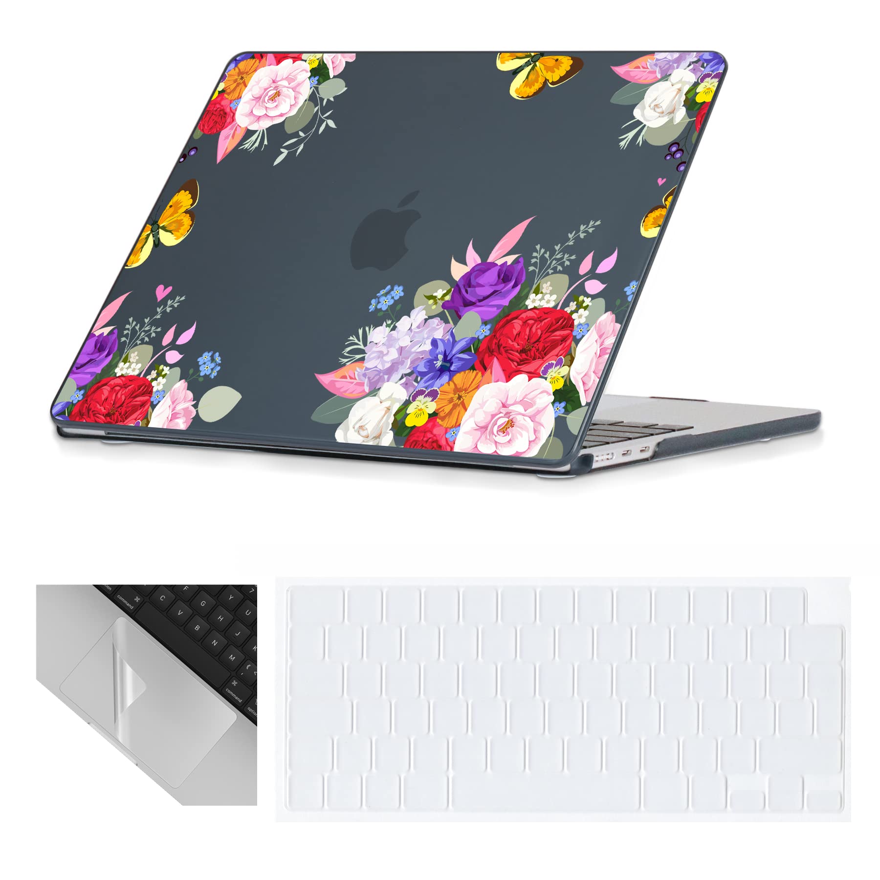 Se7enline Compatible with 13.6 MacBook Air Case M2 M3/M4 2022-2025 for Mac Air 13.6-inch A2681/A3113/A3240 Laptop Hard Shell Case with Keyboard Protective Cover & Trackpad Protector, Colorful Floret — view 9