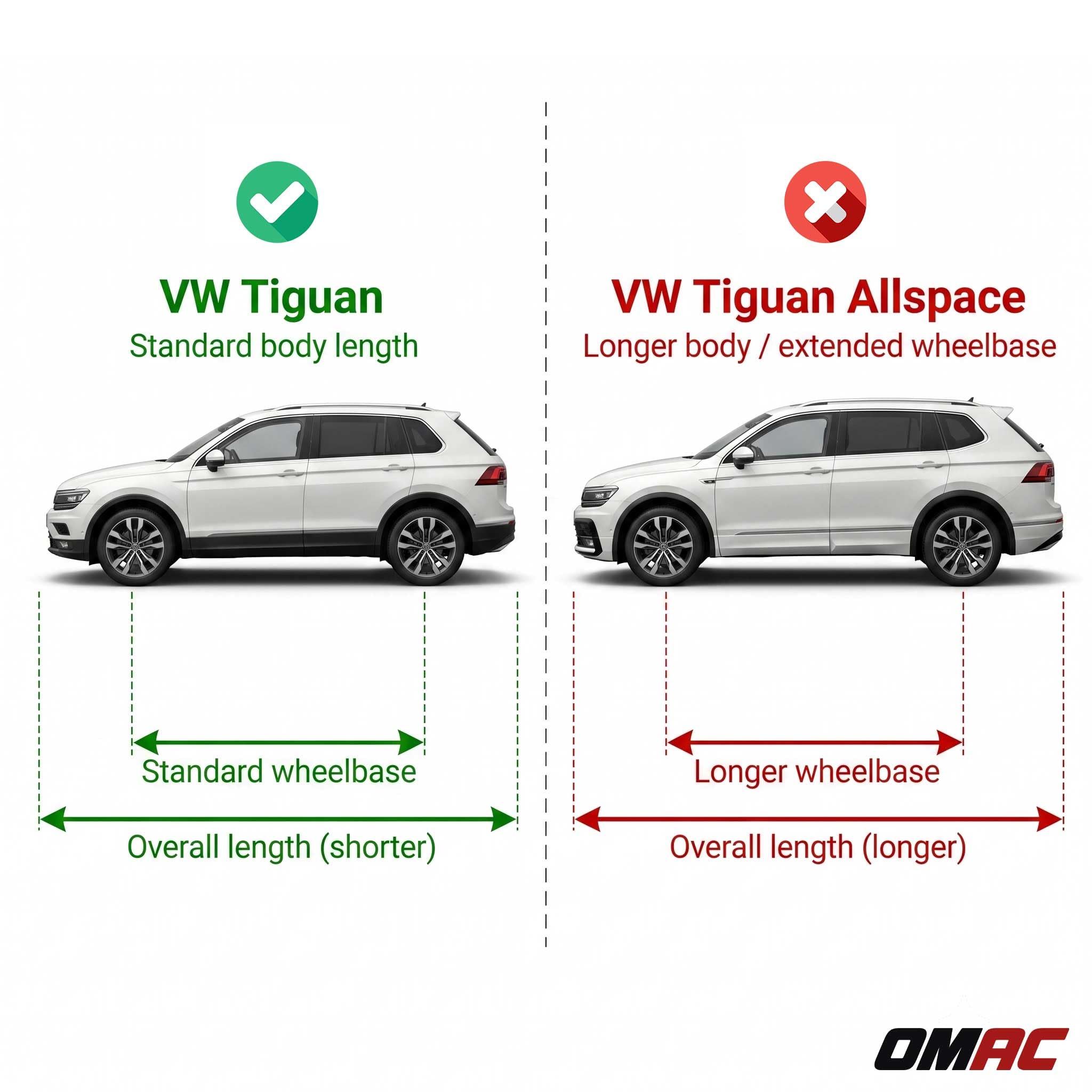 OMAC Trittbretter Seitenschweller Seitenbretter kompatibel mit VW Tiguan II 2016-2023 Schwarz-Silber Alu